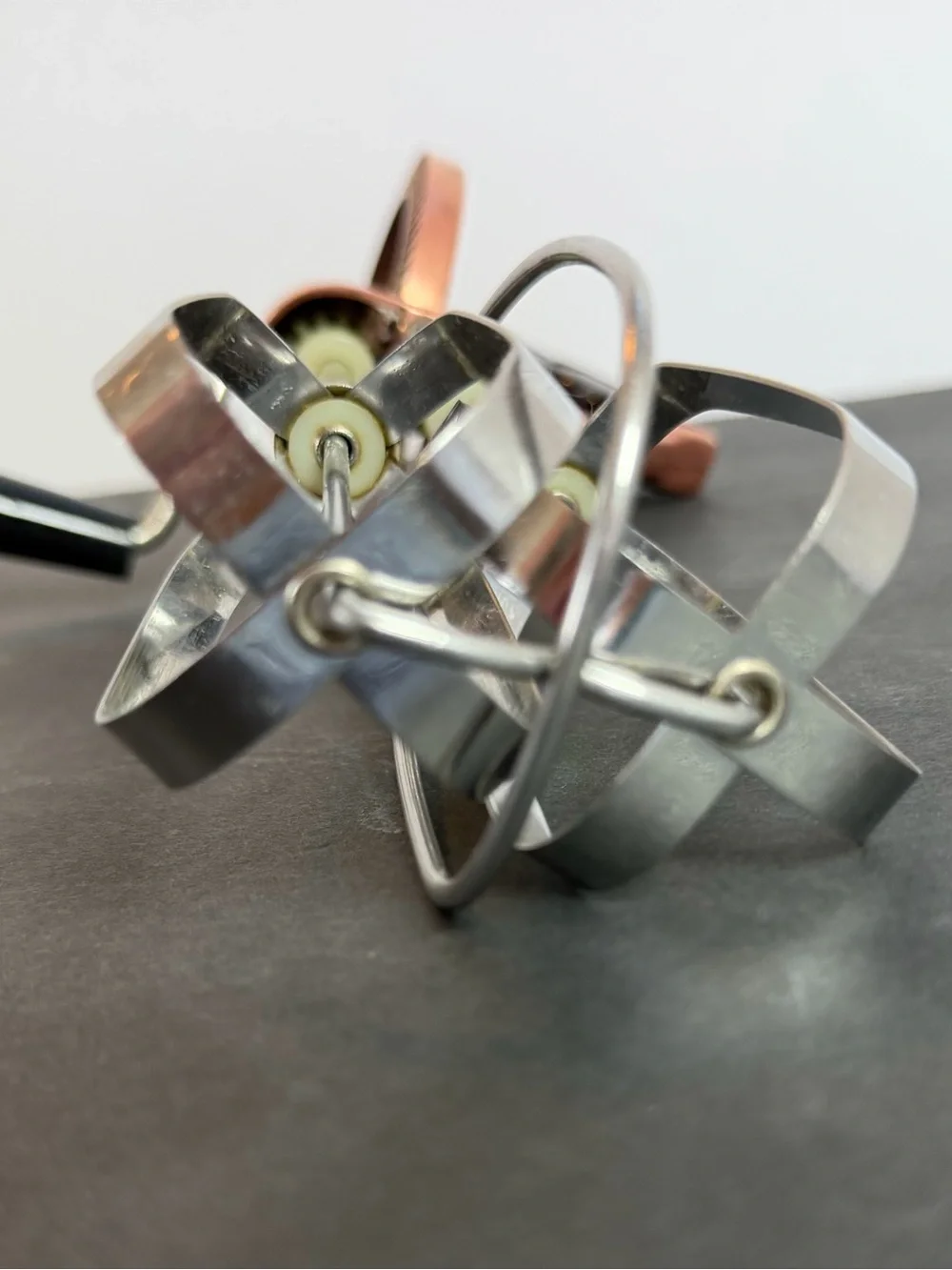 Vintage Turner Seymour Rotary Egg Beater Copper Stainless Steel USA Black WORKS!